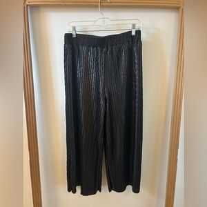 Love,Fire Black Metallic Crinkle Wide Leg Pants - size Large